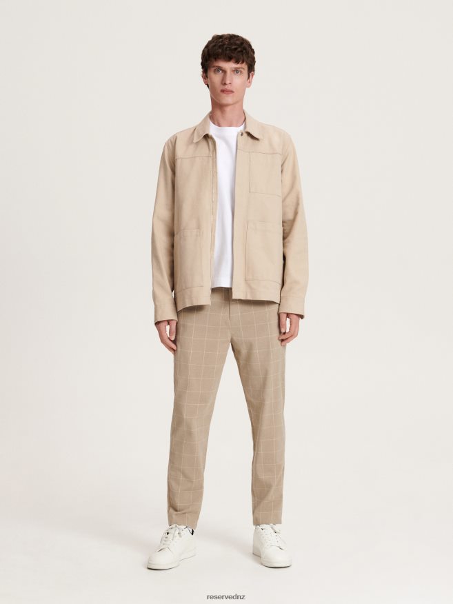 Reserved Men Carrot Slim Trousers P6H08T1107 Apparel Beige