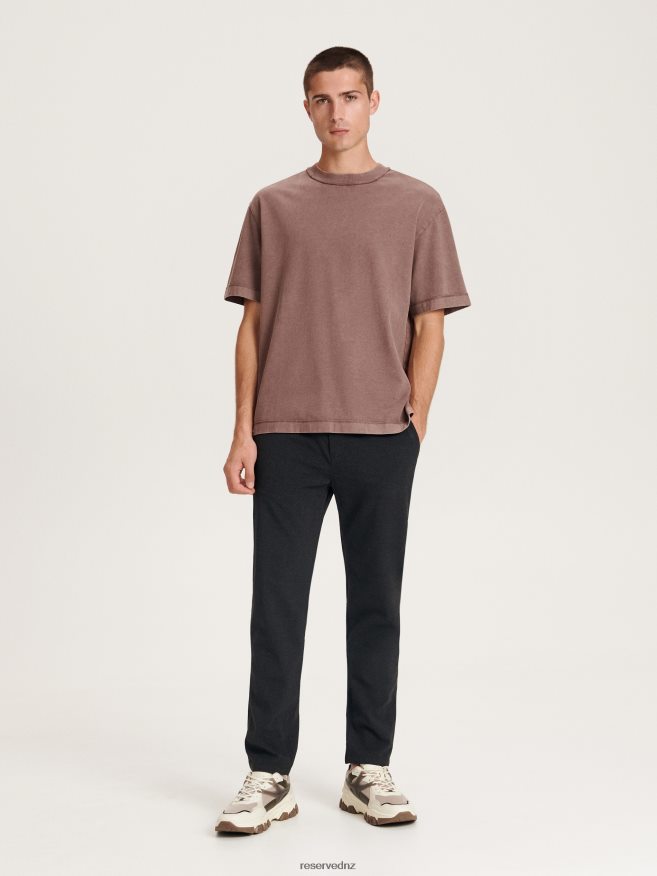 Reserved Men Carrot Slim Trousers P6H08T1484 Apparel Black