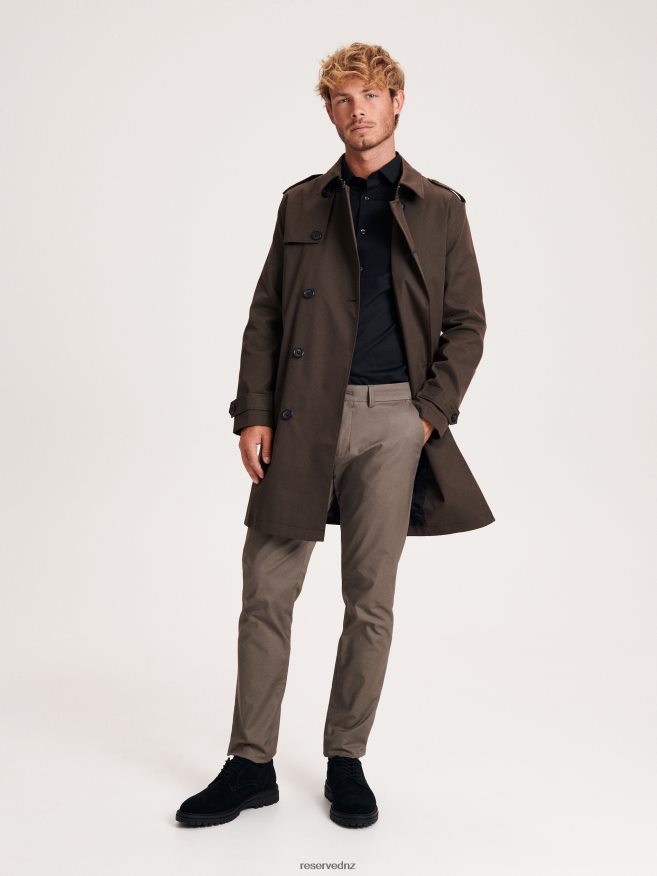 Reserved Men Chino Slim Fit Trousers P6H08T1104 Apparel Coffee