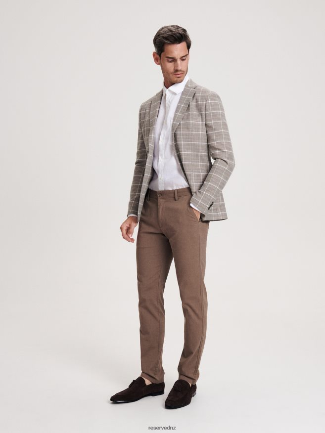 Reserved Men Chino Slim Trousers P6H08T1490 Apparel Coffee
