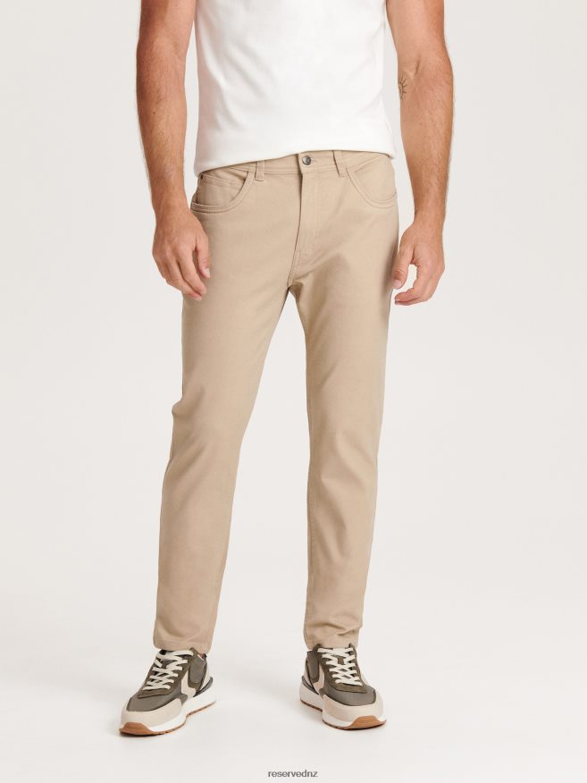 Reserved Men Cotton Trousers Slim Fit P6H08T1123 Apparel Beige