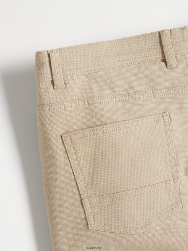 Reserved Men Cotton Trousers Slim Fit P6H08T1123 Apparel Beige