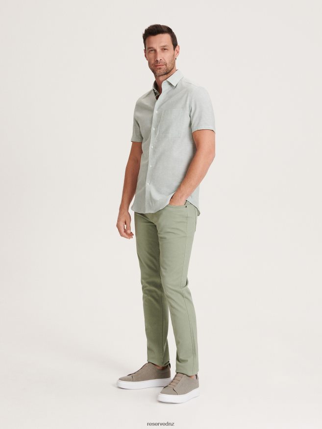 Reserved Men Cotton Trousers Slim Fit P6H08T1130 Apparel Light Turquoise