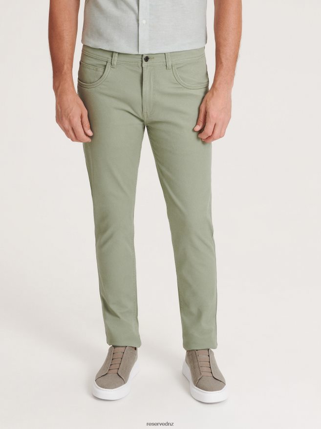 Reserved Men Cotton Trousers Slim Fit P6H08T1130 Apparel Light Turquoise