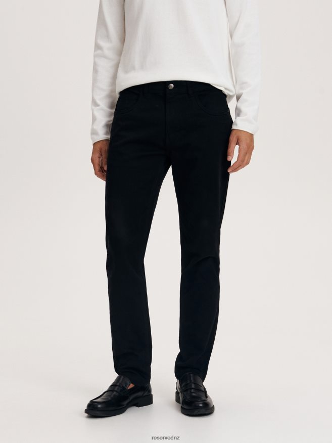 Reserved Men Cotton Trousers Slim Fit P6H08T1134 Apparel Black