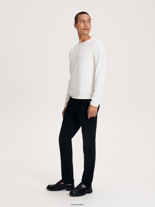 Reserved Men Cotton Trousers Slim Fit P6H08T1134 Apparel Black