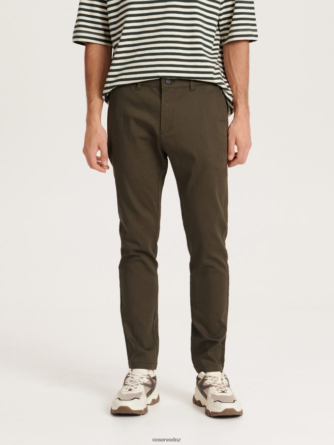 Reserved Men New Chino Slim Fit Trousers P6H08T1478 Apparel Green