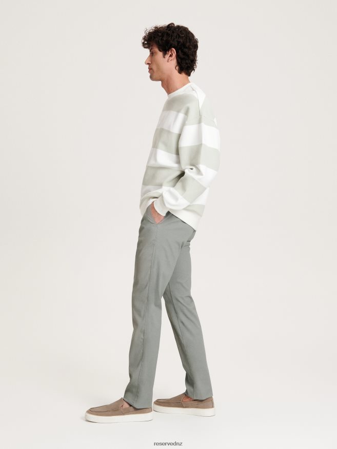Reserved Men New Chino Slim Fit Trousers P6H08T1522 Apparel Light Green