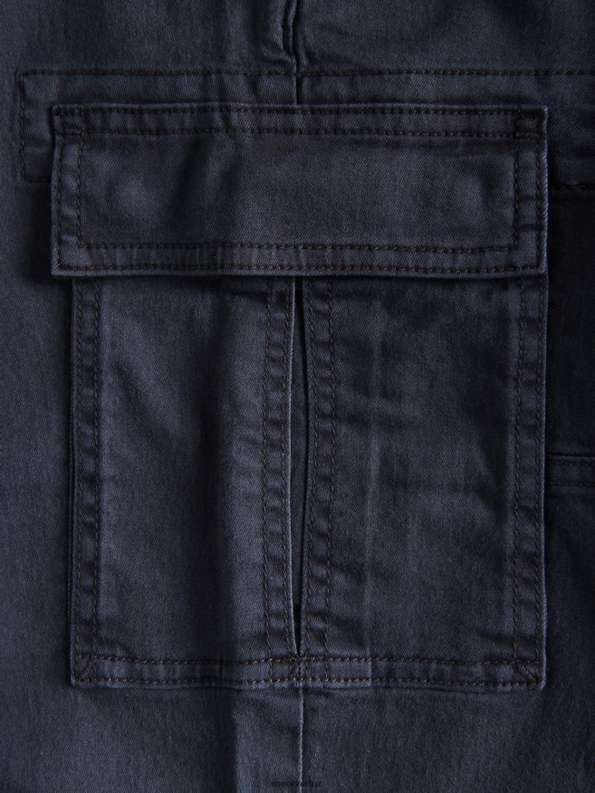 Reserved Men Slim Cargo Trousers P6H08T1093 Apparel Navy