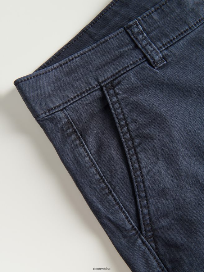 Reserved Men Slim Cargo Trousers P6H08T1093 Apparel Navy