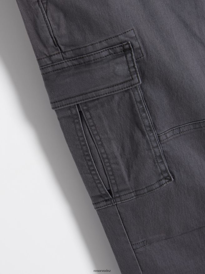 Reserved Men Slim Cargo Trousers P6H08T1148 Apparel Dark Grey