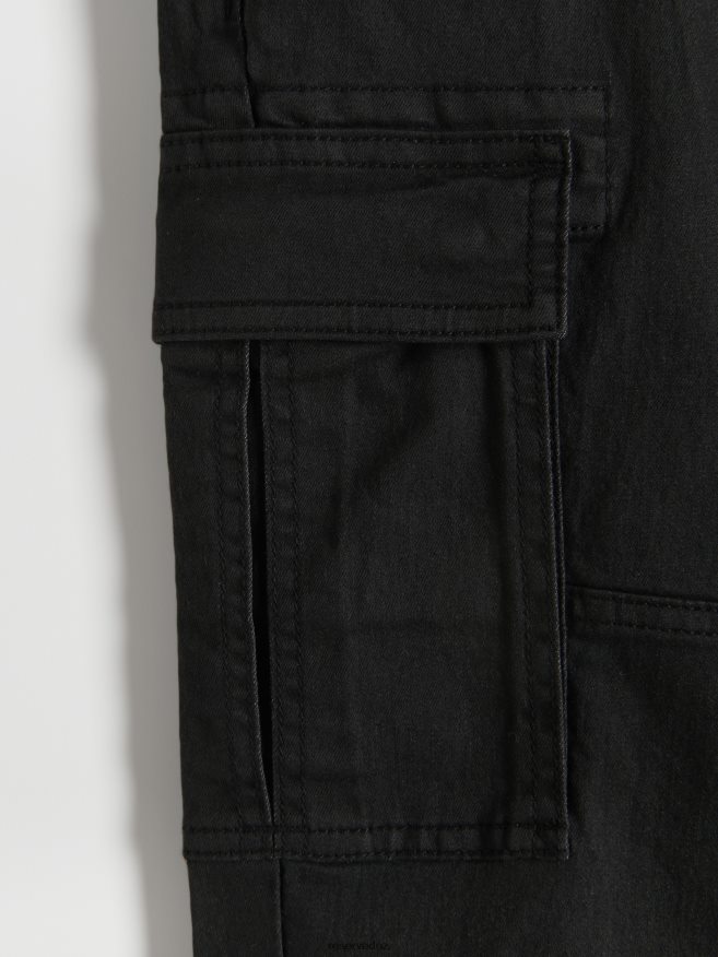 Reserved Men Slim Cargo Trousers P6H08T1150 Apparel Black