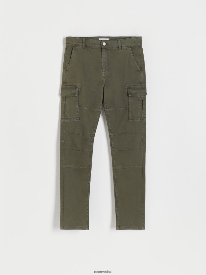 Reserved Men Slim Cargo Trousers P6H08T1486 Apparel Green