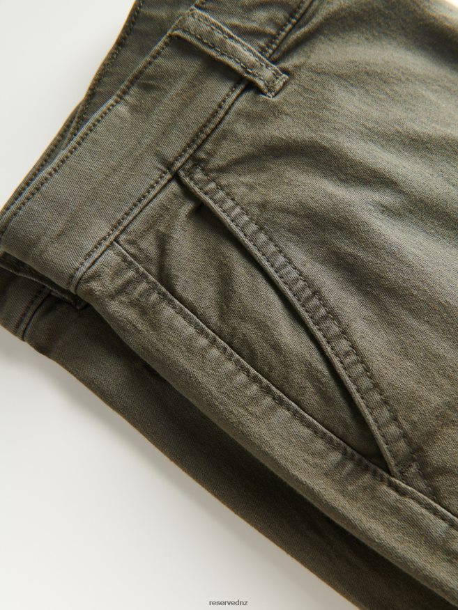 Reserved Men Slim Cargo Trousers P6H08T1486 Apparel Green