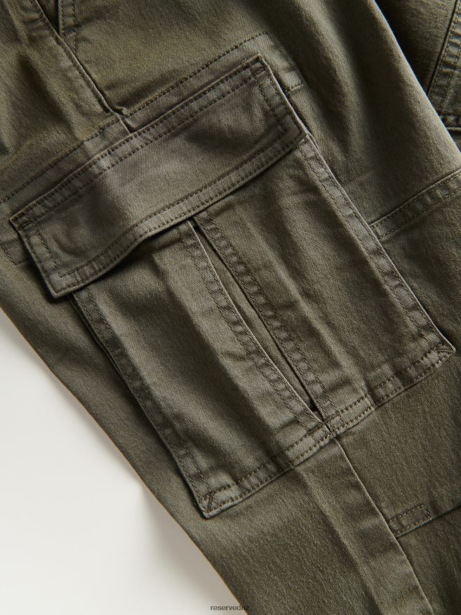 Reserved Men Slim Cargo Trousers P6H08T1486 Apparel Green