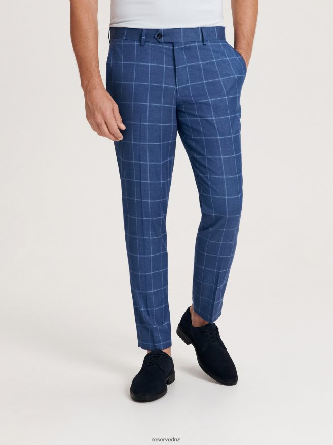 Reserved Men Slim Fit Checked Trousers P6H08T1492 Apparel Navy