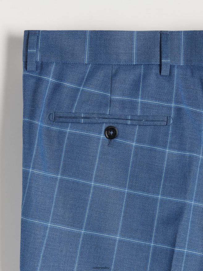 Reserved Men Slim Fit Checked Trousers P6H08T1492 Apparel Navy
