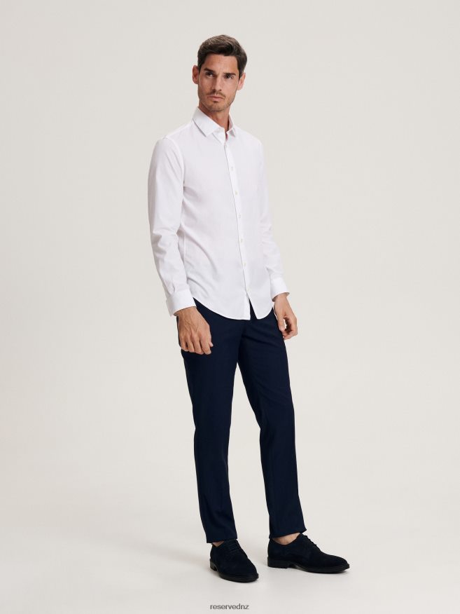 Reserved Men Slim Trousers With Pressed Crease P6H08T1091 Apparel Navy