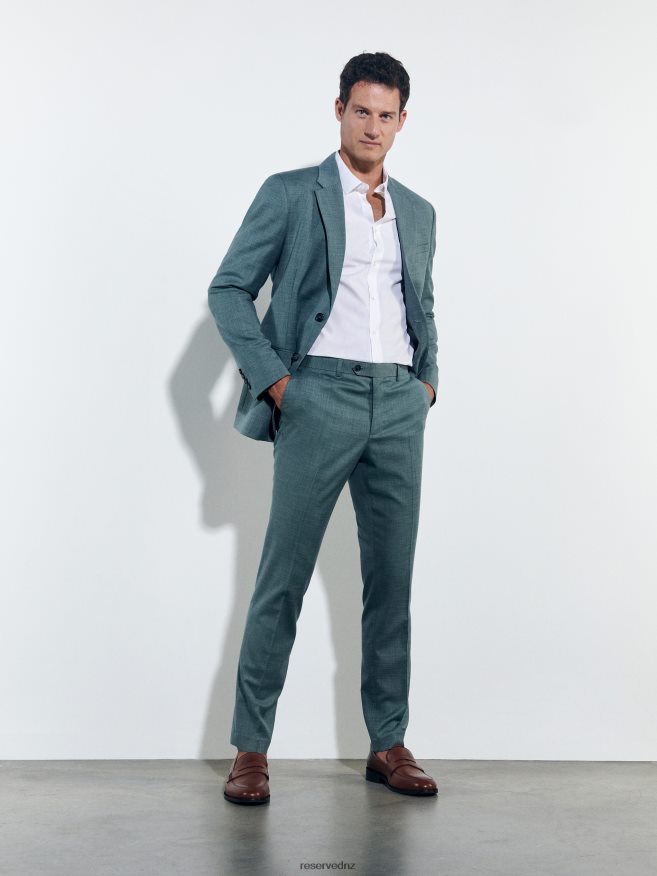 Reserved Men Slim Trousers With Pressed Crease P6H08T1133 Apparel Green