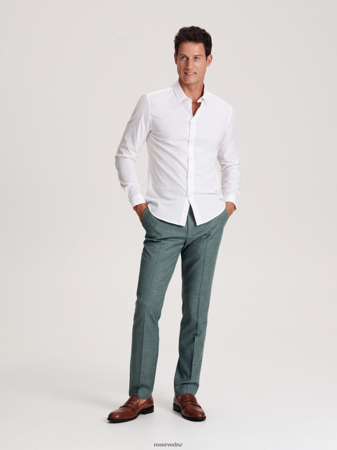 Reserved Men Slim Trousers With Pressed Crease P6H08T1133 Apparel Green