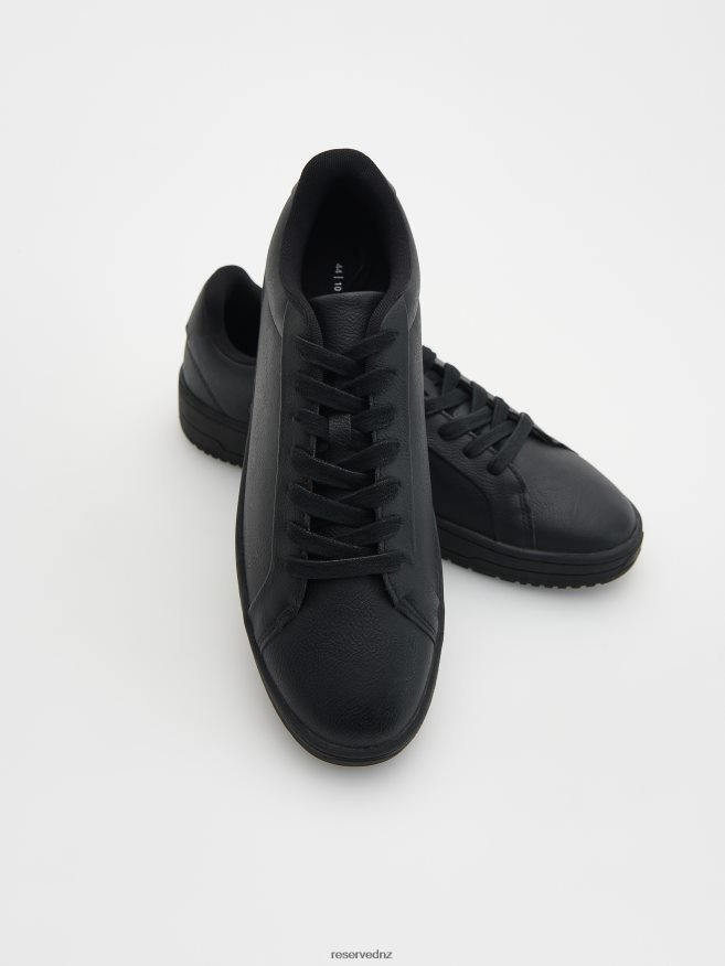 Reserved Men Faux Leather Sneakers P6H08T1646 Shoes Black
