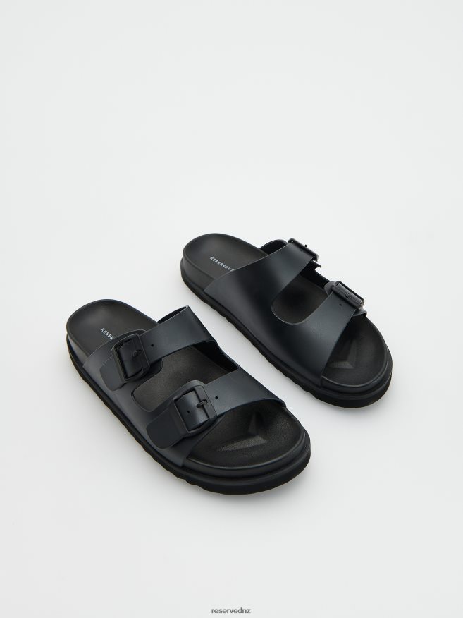 Reserved Men Plain Sliders P6H08T1655 Shoes Black