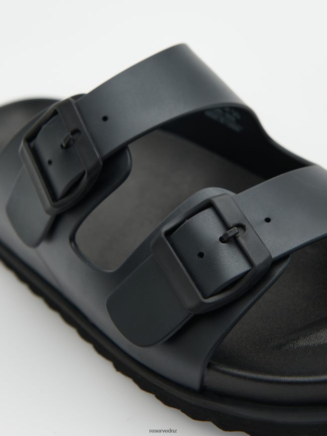 Reserved Men Plain Sliders P6H08T1655 Shoes Black