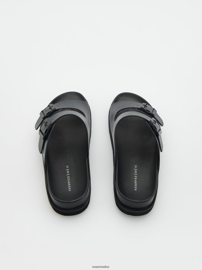 Reserved Men Plain Sliders P6H08T1655 Shoes Black