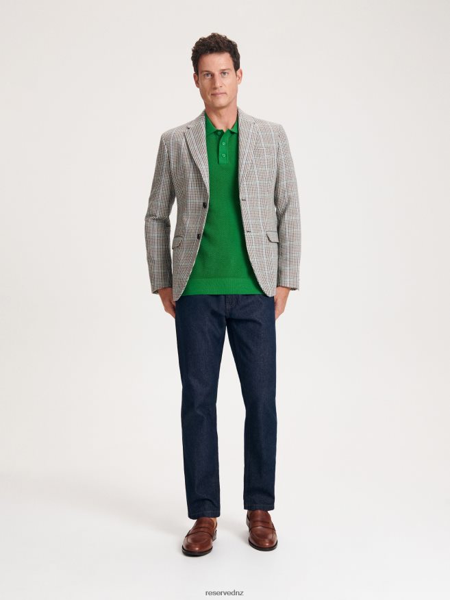 Reserved Men Slim Fit Check Blazer P6H08T1141 Apparel Aqua