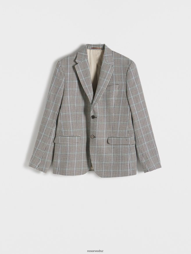 Reserved Men Slim Fit Check Blazer P6H08T1141 Apparel Aqua