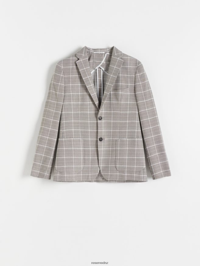 Reserved Men Slim Fit Check Blazer P6H08T1617 Apparel Beige