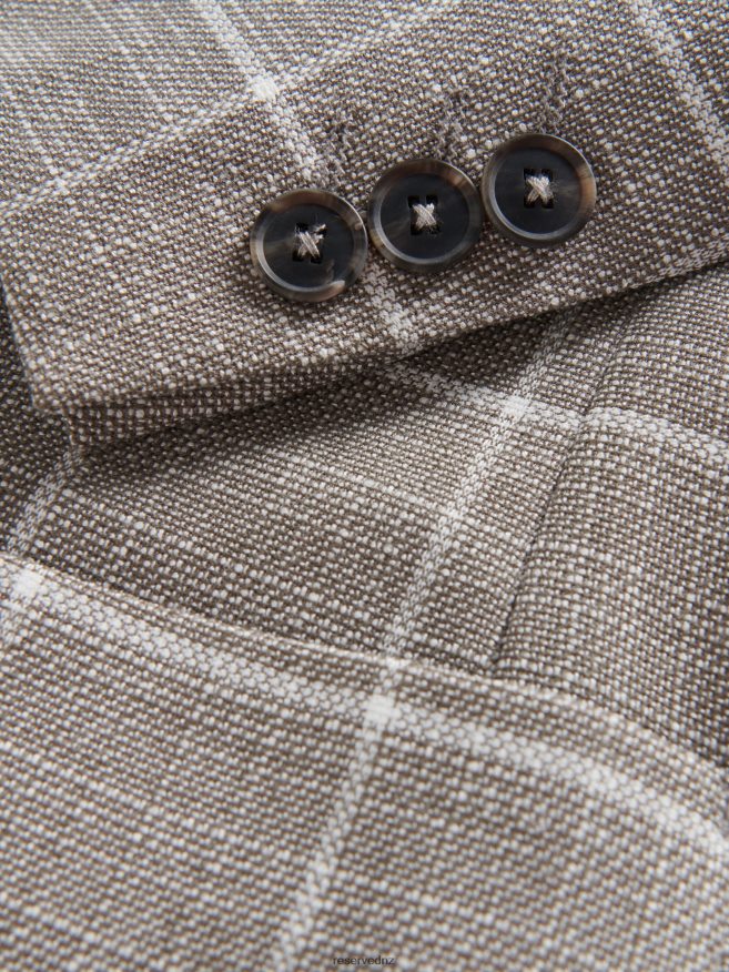 Reserved Men Slim Fit Check Blazer P6H08T1617 Apparel Beige