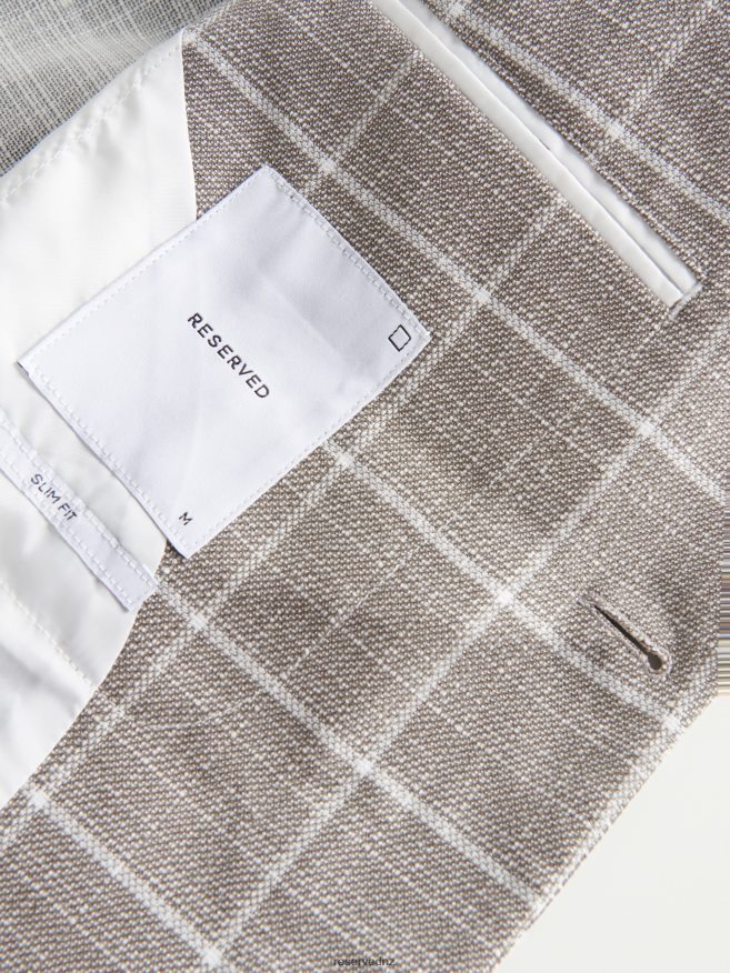 Reserved Men Slim Fit Check Blazer P6H08T1617 Apparel Beige