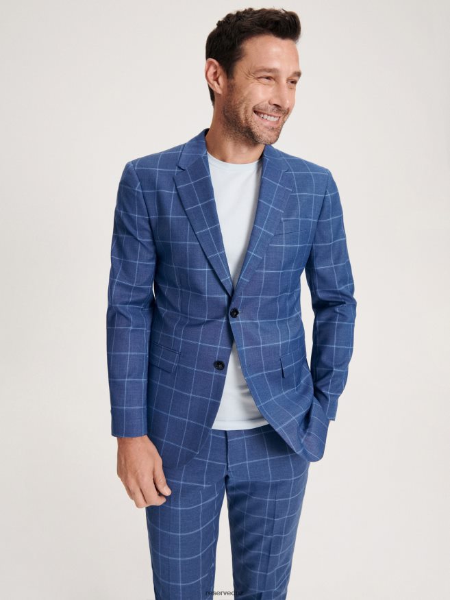 Reserved Men Slim Fit Check Blazer P6H08T1618 Apparel Navy