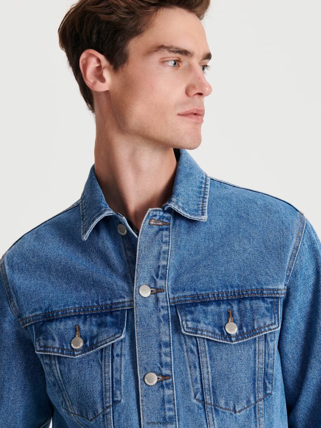 Reserved Men Denim Jacket P6H08T1622 Apparel Blue