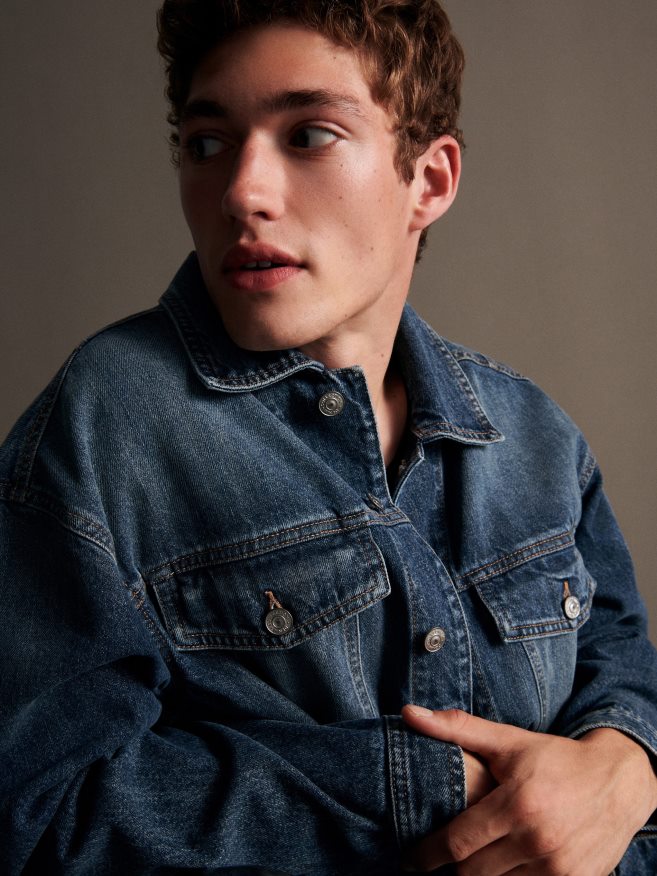 Reserved Men Denim Jacket P6H08T1631 Apparel Light Grey