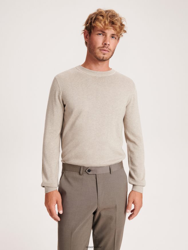 Reserved Men Basic Plain Jumper P6H08T1604 Apparel Beige