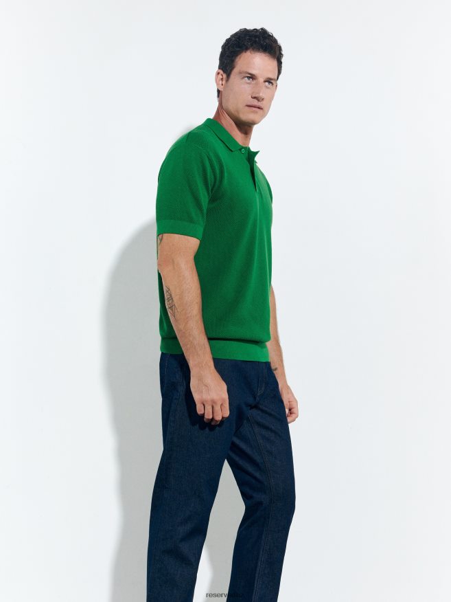 Reserved Men Jersey Polo Shirt P6H08T1110 Apparel Fresh Green