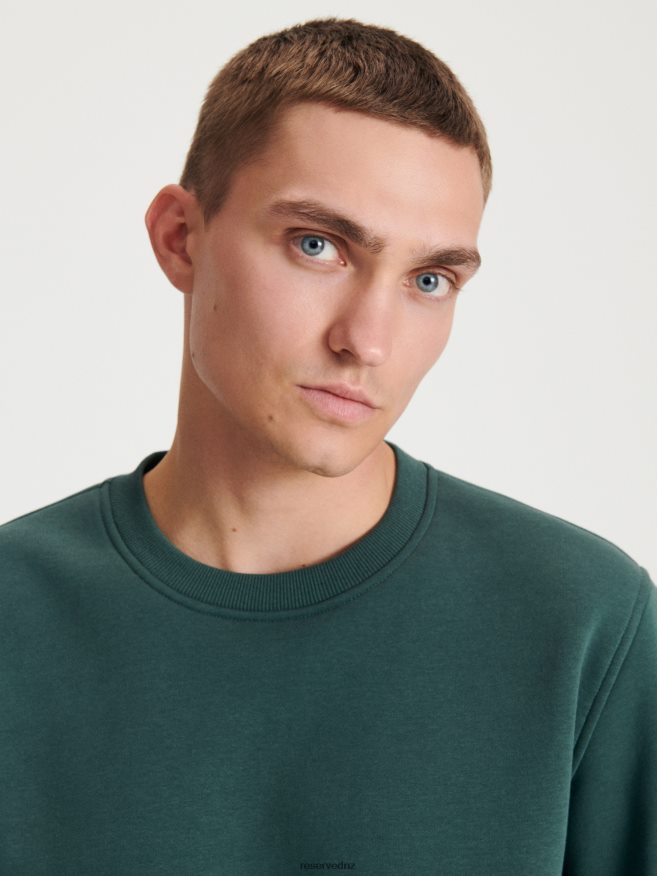 Reserved Men Plain Cotton Rich Sweatshirt P6H08T1592 Apparel Dark Green