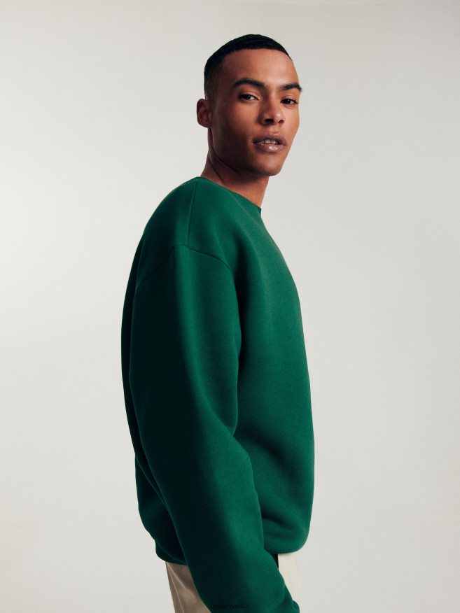 Reserved Men Plain Cotton Rich Sweatshirt P6H08T1602 Apparel Dark Green