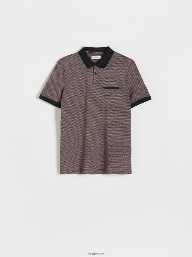 Reserved Men Regular Fit Polo Shirt With Micro Print P6H08T1109 Apparel Brown