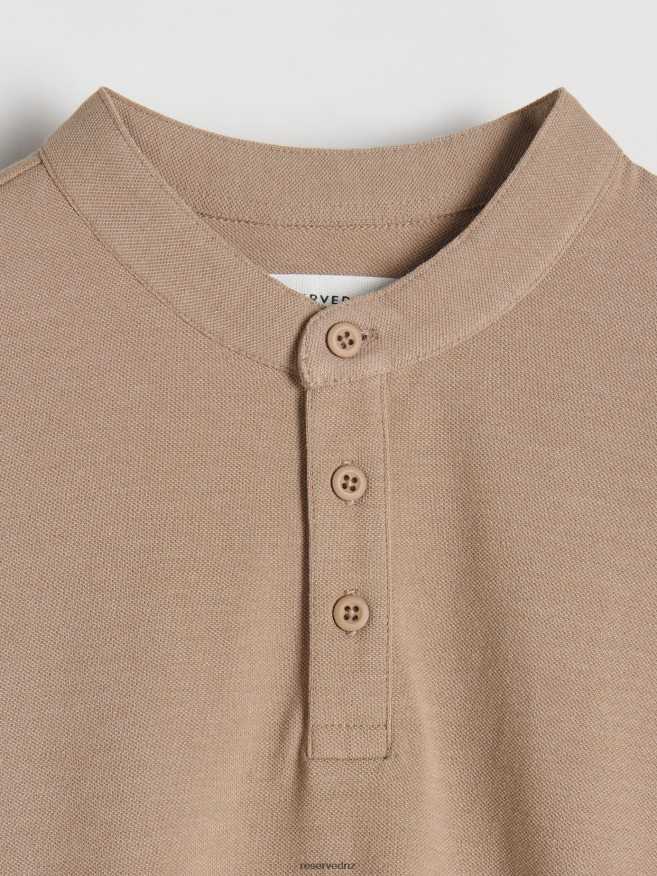 Reserved Men Regular Fit Polo Shirt With Stand Up Collar P6H08T1106 Apparel Beige