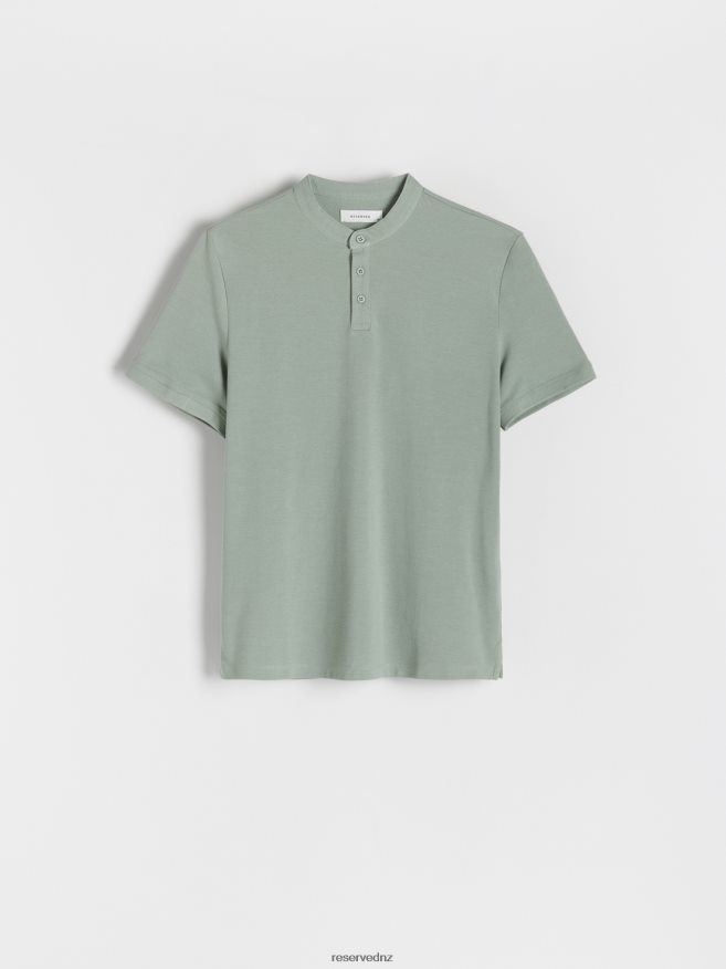 Reserved Men Regular Fit Polo Shirt With Stand Up Collar P6H08T1117 Apparel Pale Green