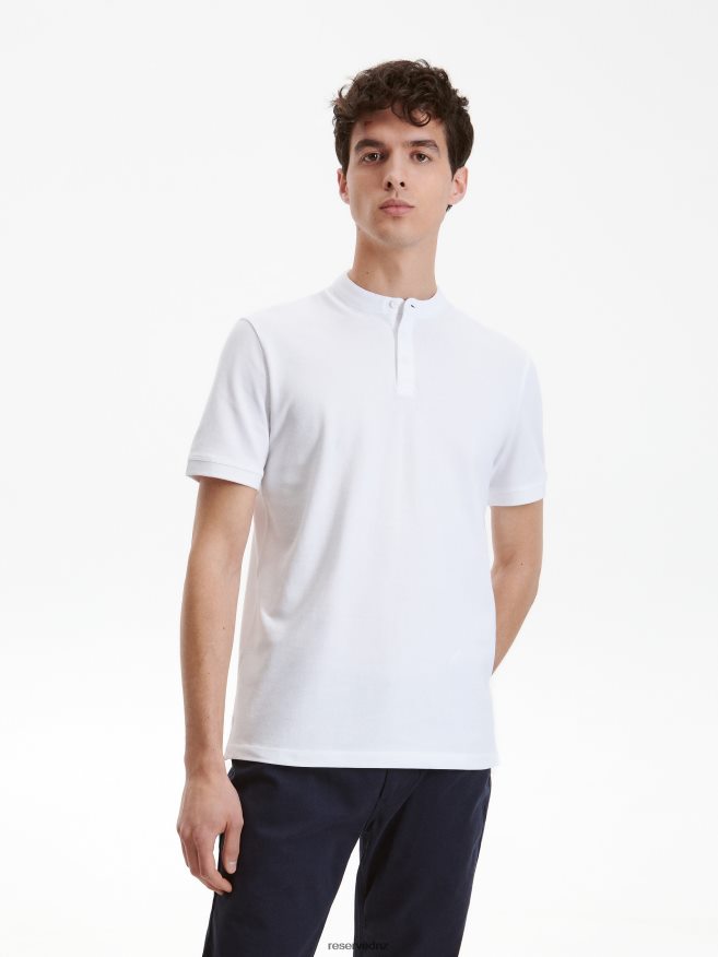 Reserved Men Regular Fit Polo Shirt With Stand Up Collar P6H08T1142 Apparel White