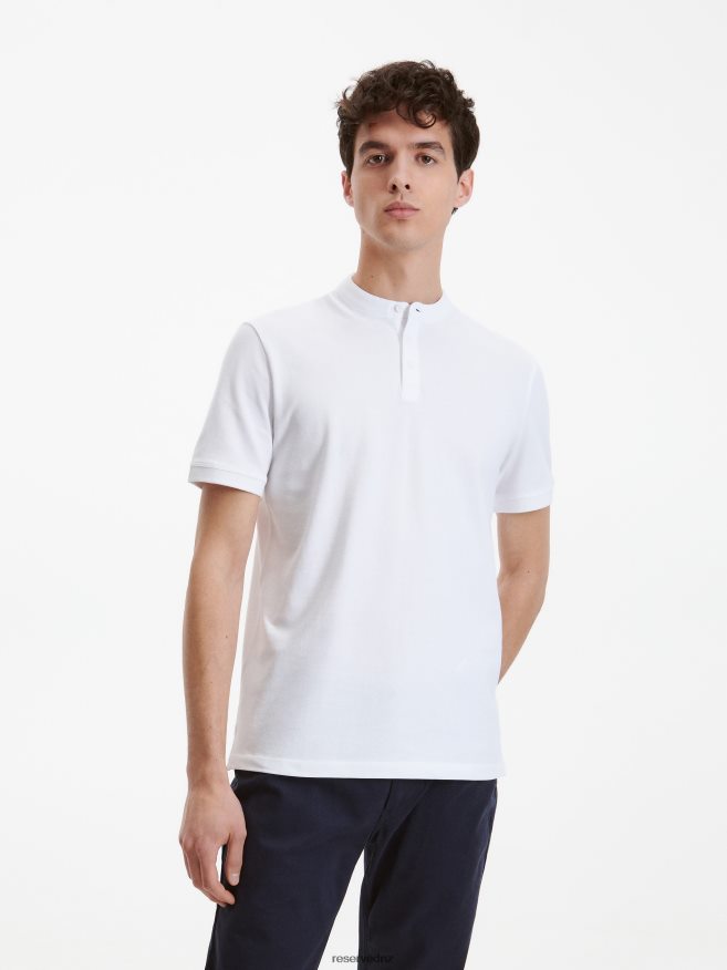 Reserved Men Regular Fit Polo Shirt With Stand Up Collar P6H08T1142 Apparel White