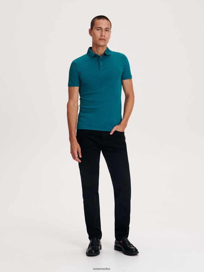Reserved Men Slim Fit Polo Shirt P6H08T1327 Apparel Teal Green