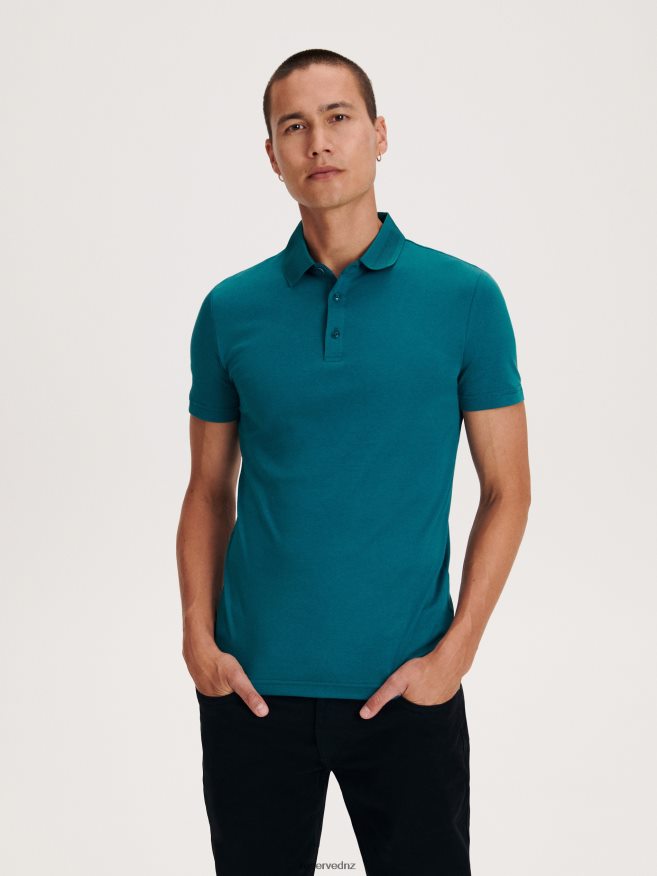 Reserved Men Slim Fit Polo Shirt P6H08T1327 Apparel Teal Green
