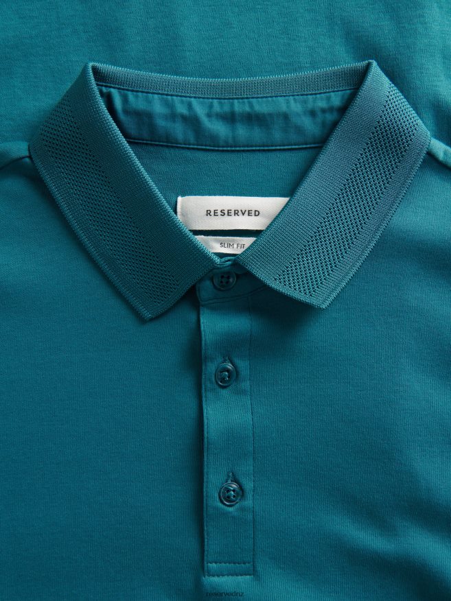 Reserved Men Slim Fit Polo Shirt P6H08T1327 Apparel Teal Green