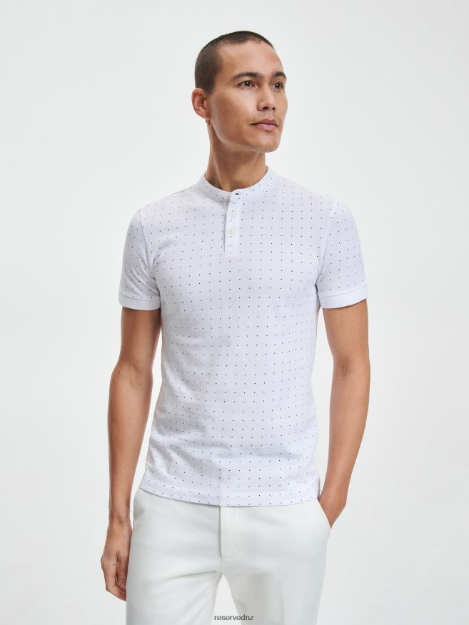 Reserved Men Slim Fit Polo Shirt With Low Stand Up Collar P6H08T1335 Apparel White