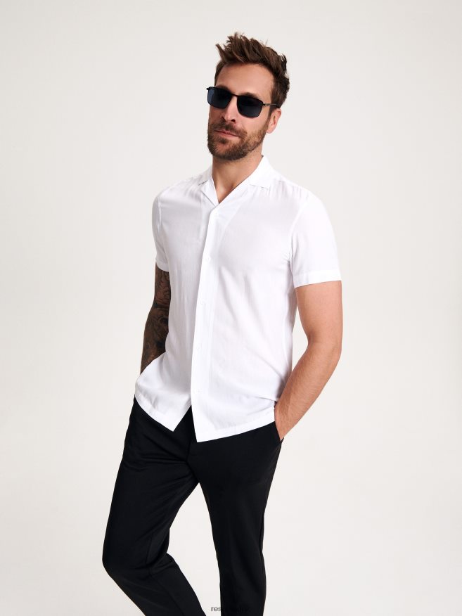 Reserved Men Comfort Fit Viscose Shirt P6H08T1400 Apparel White